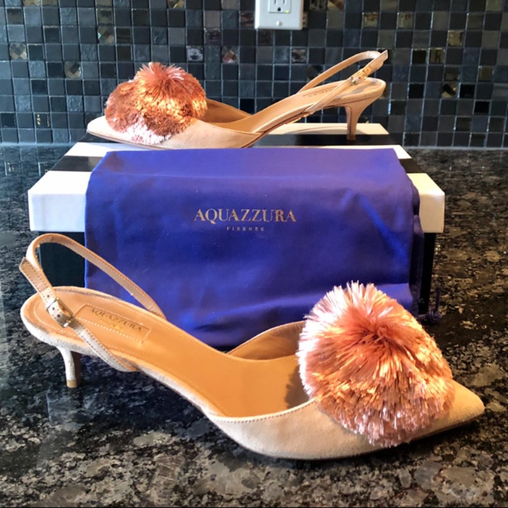 Aquazzura Powder Puff Slingbacks in Powder Pink